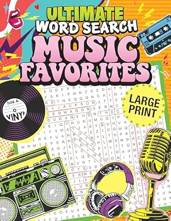 Best Music Puzzle Books on Amazon: Top Word Search Picks for Music Lovers 5 Ultimate Word Search Music Favorites (Fox Chapel Publishing) 100 Large Print Puzzles Celebrating Iconic Musicians from the '50s to Today - Elvis, The Rolling Stones, Cher, Nirvana, Van Halen, and More