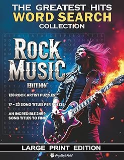 Best Music Puzzle Books on Amazon: Top Word Search Picks for Music Lovers 7 The Greatest Hits Word Search Collection - Rock Music (Large Print Edition): Word Search Puzzles for adults and teens covering 120 Rock Music Artists. Hours of fun with 2459 song titles to find.