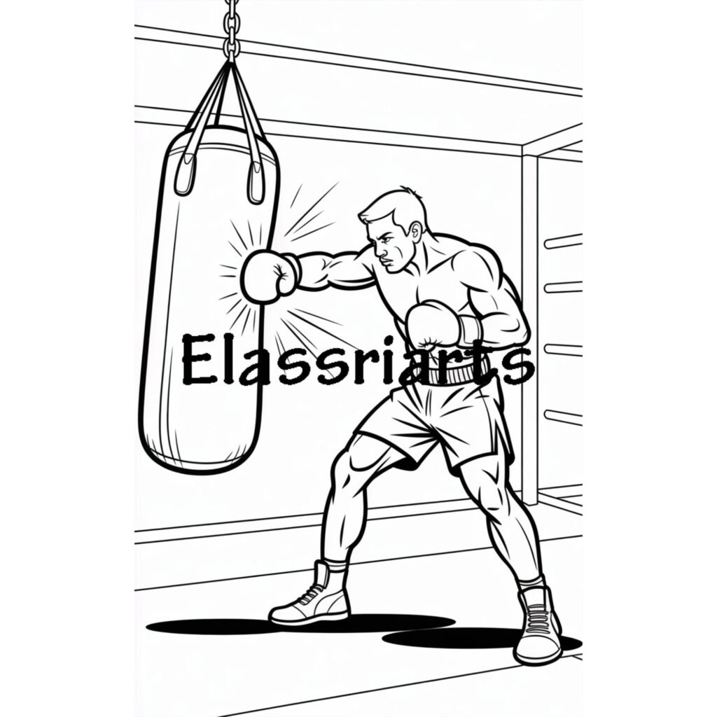 Realistic Boxing Coloring Pages for Adults Printable | 20 Detailed Fighter Illustrations PDF | Stress Relief Sports Coloring Book